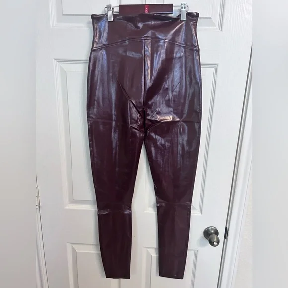 NWT SPANX, Faux Patent Leather Leggings in Ruby, Various Sizes - Picture 6 of 9